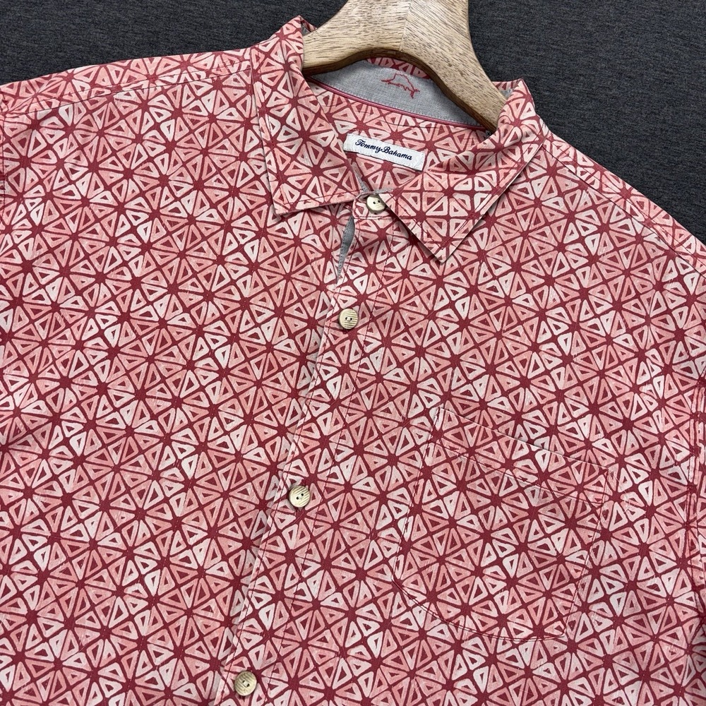 Tommy Bahama Islandzone Shirt Mens 3XL Abstract Red Silk Coolmax Tropical Resort